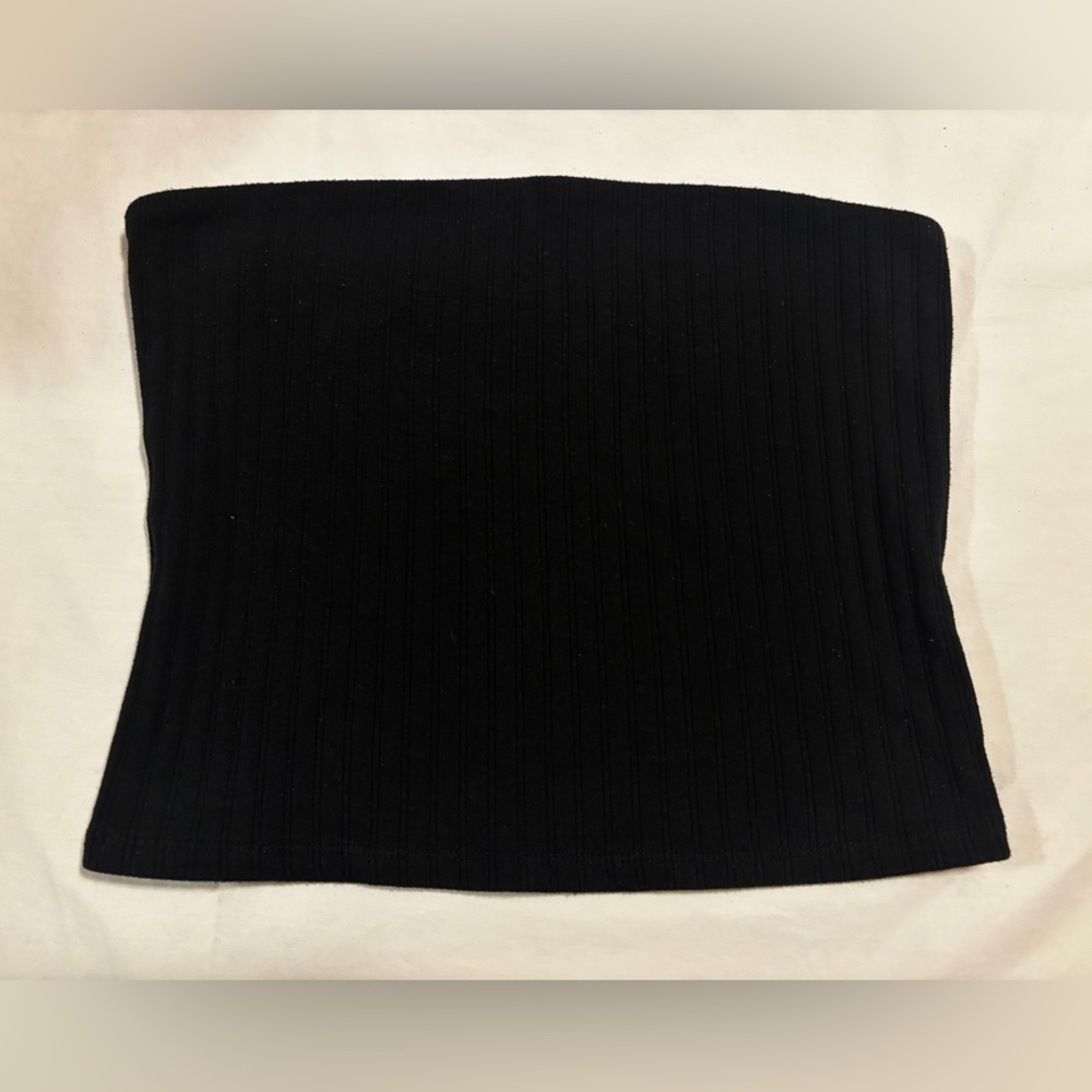 American Eagle Outfitters Black Ribbed Strapless Top, L